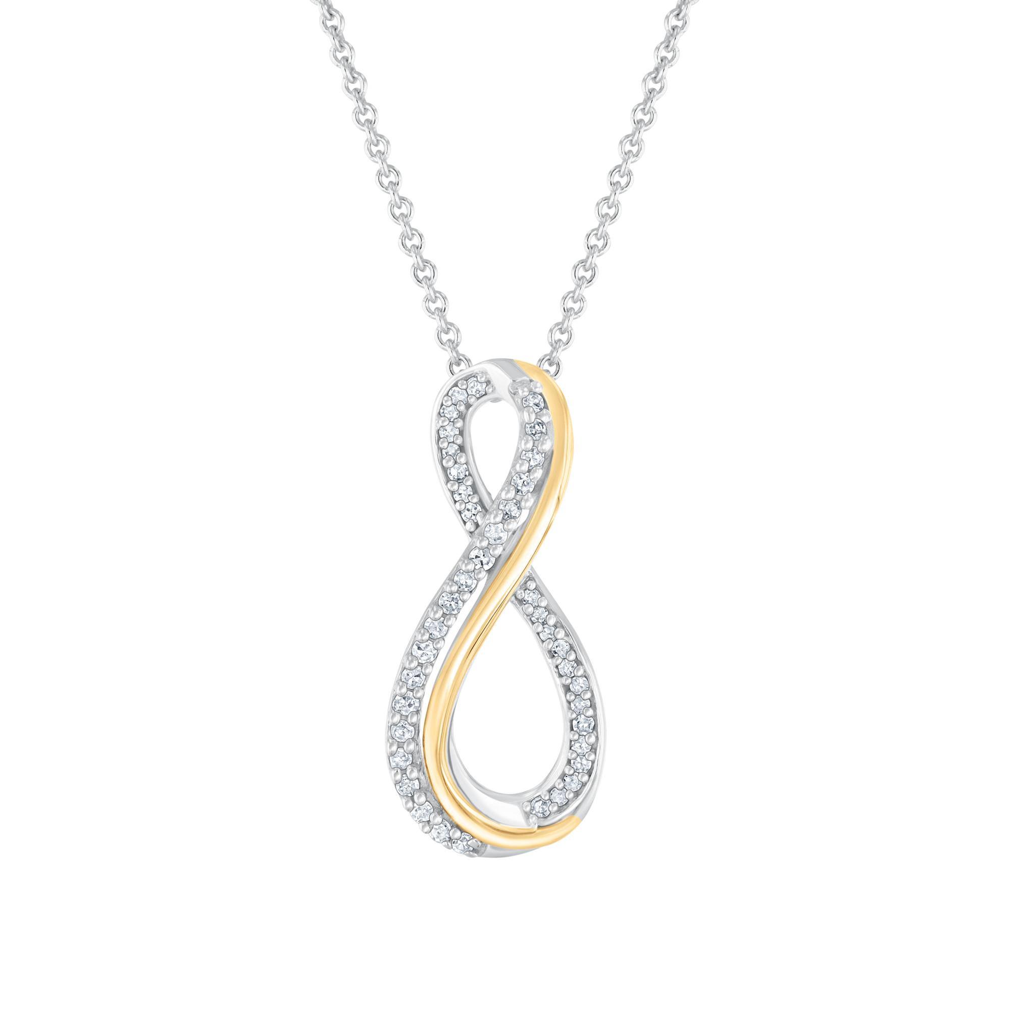 Two-Tone Diamond Infinity Pendant Necklace 1/6ctw