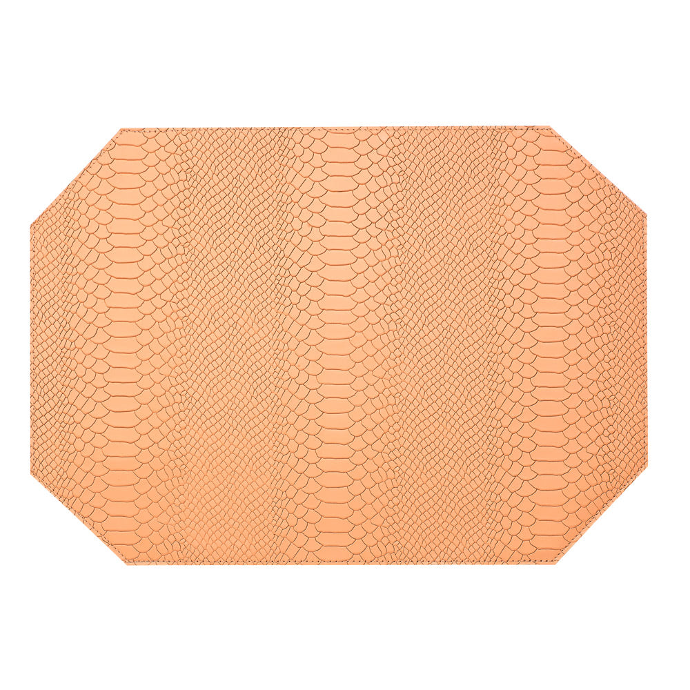 Graphic Image Leather Rectangle Placemats - Set of 2 Melon Embossed Python Leather