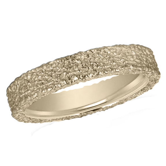 Textured Yellow Gold Band | 3.5mm | Size 6