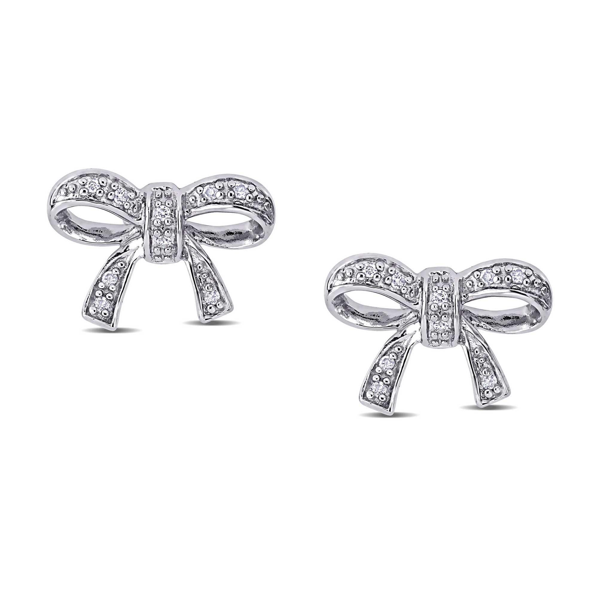 Diamond Bow Stud Earrings 1/20ctw