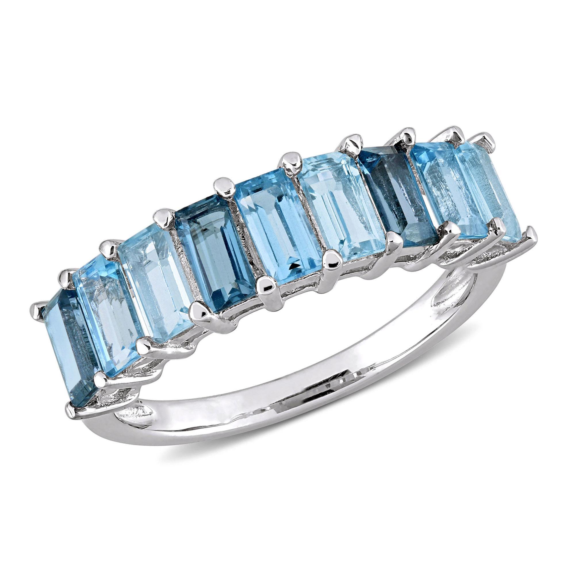 London Blue Topaz, Swiss Blue Topaz and Sky Blue Topaz Band - Size 8