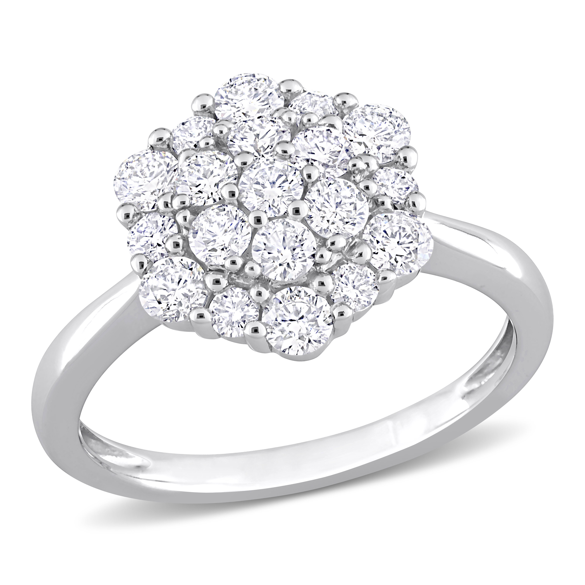 1ctw Diamond Cluster White Gold Ring | Size 8