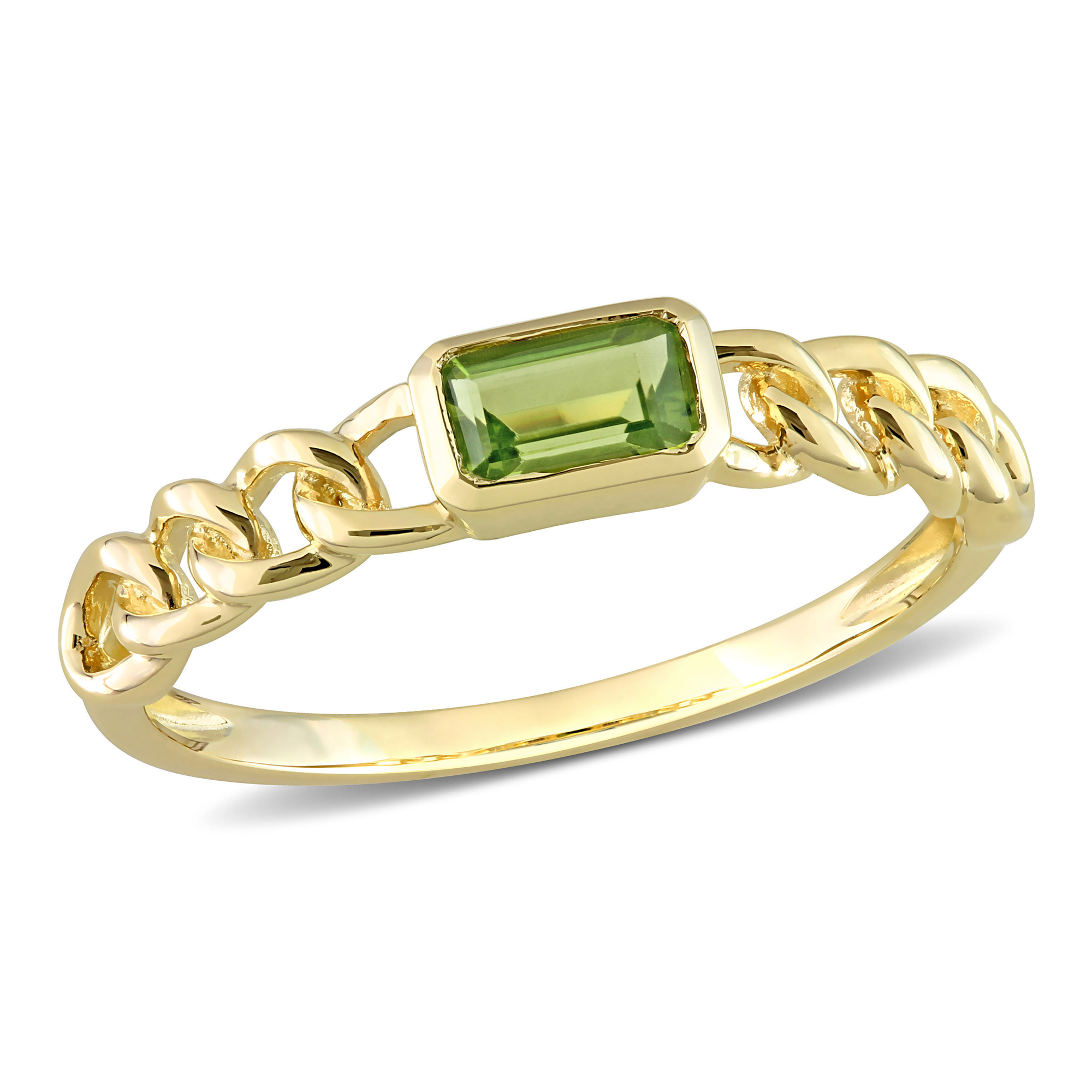 Peridot Yellow Gold Chain Link Stackable Ring | Size 10