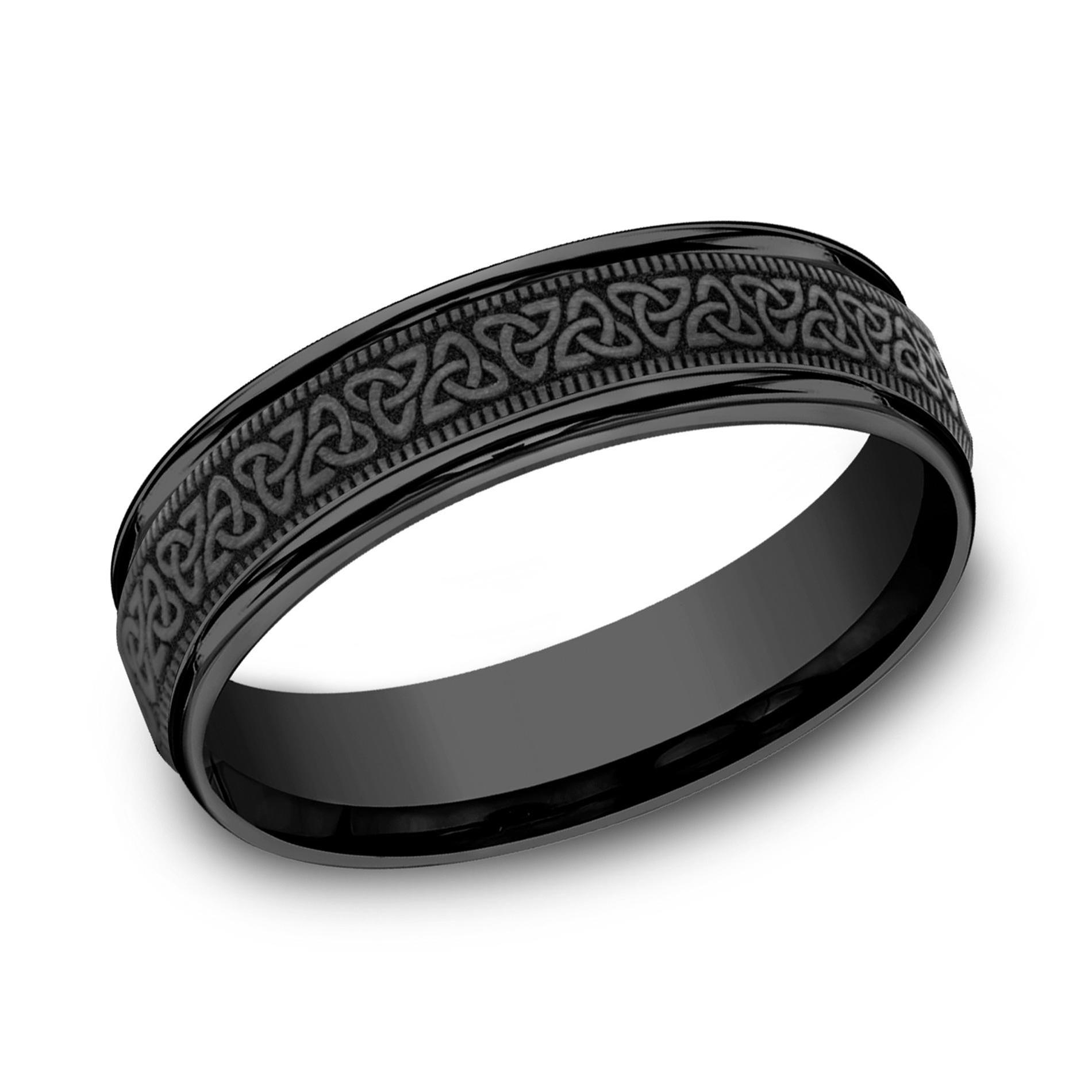 Benchmark Black Titanium Celtic Love Knot Pattern Comfort Fit Band | 6mm | Size 8.5