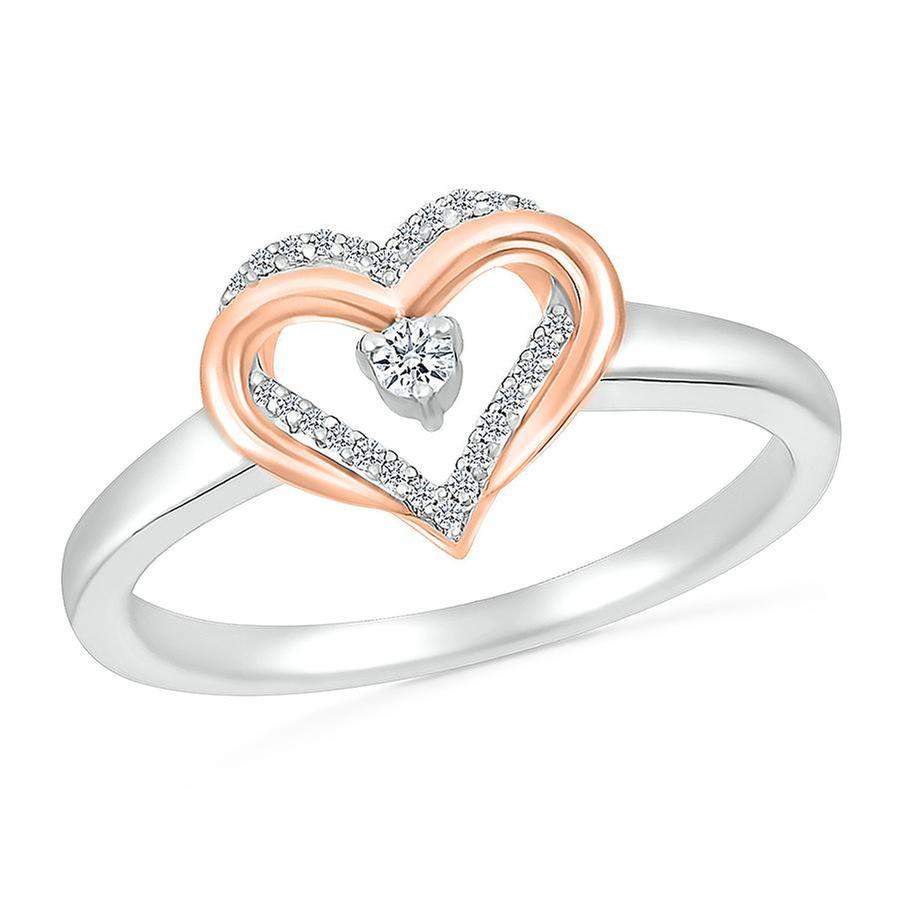 1/15ctw Diamond Heart Two-Tone Ring - Size 5