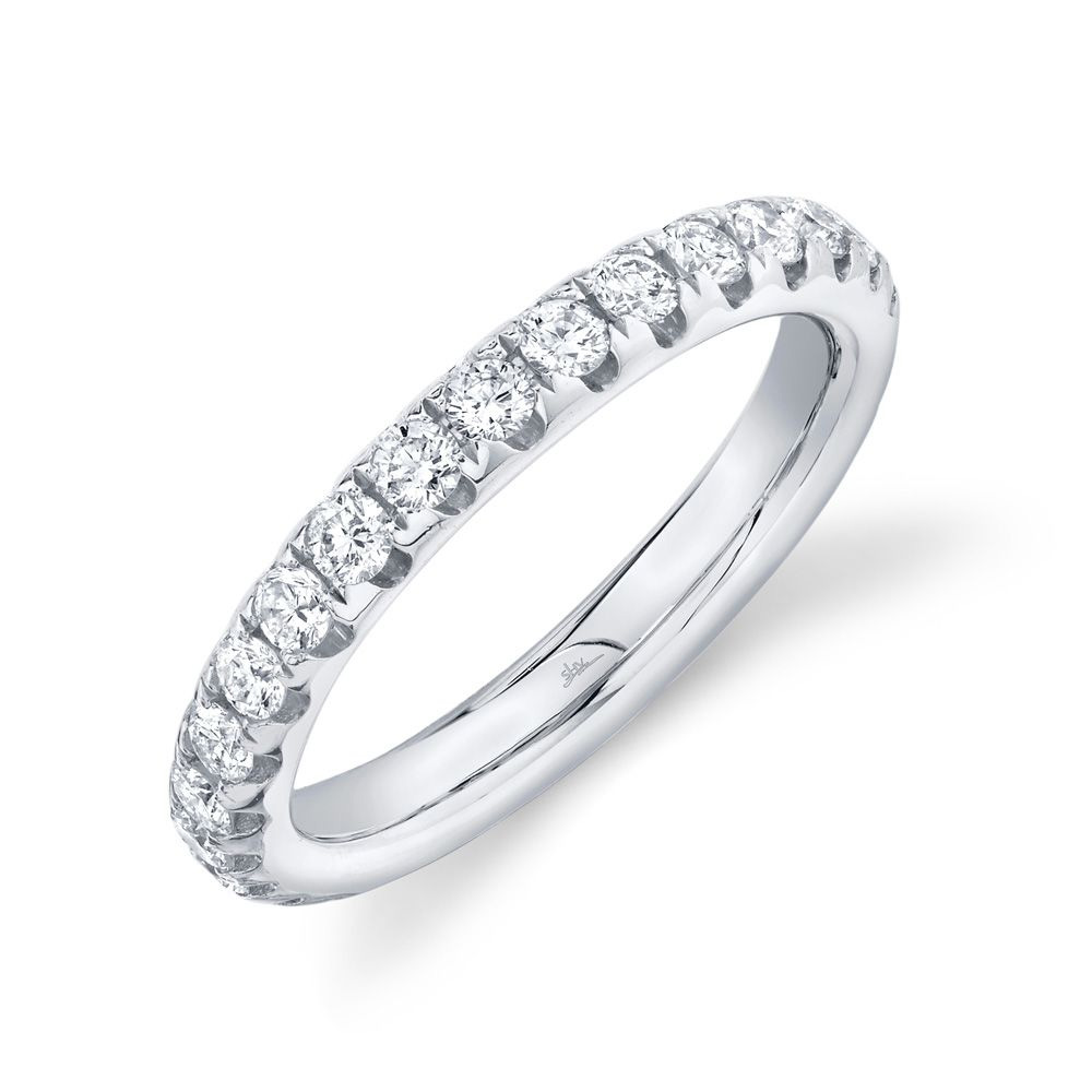 Shy Creation Round Diamond White Gold 3.1mm Eternity Band - Size 5.5