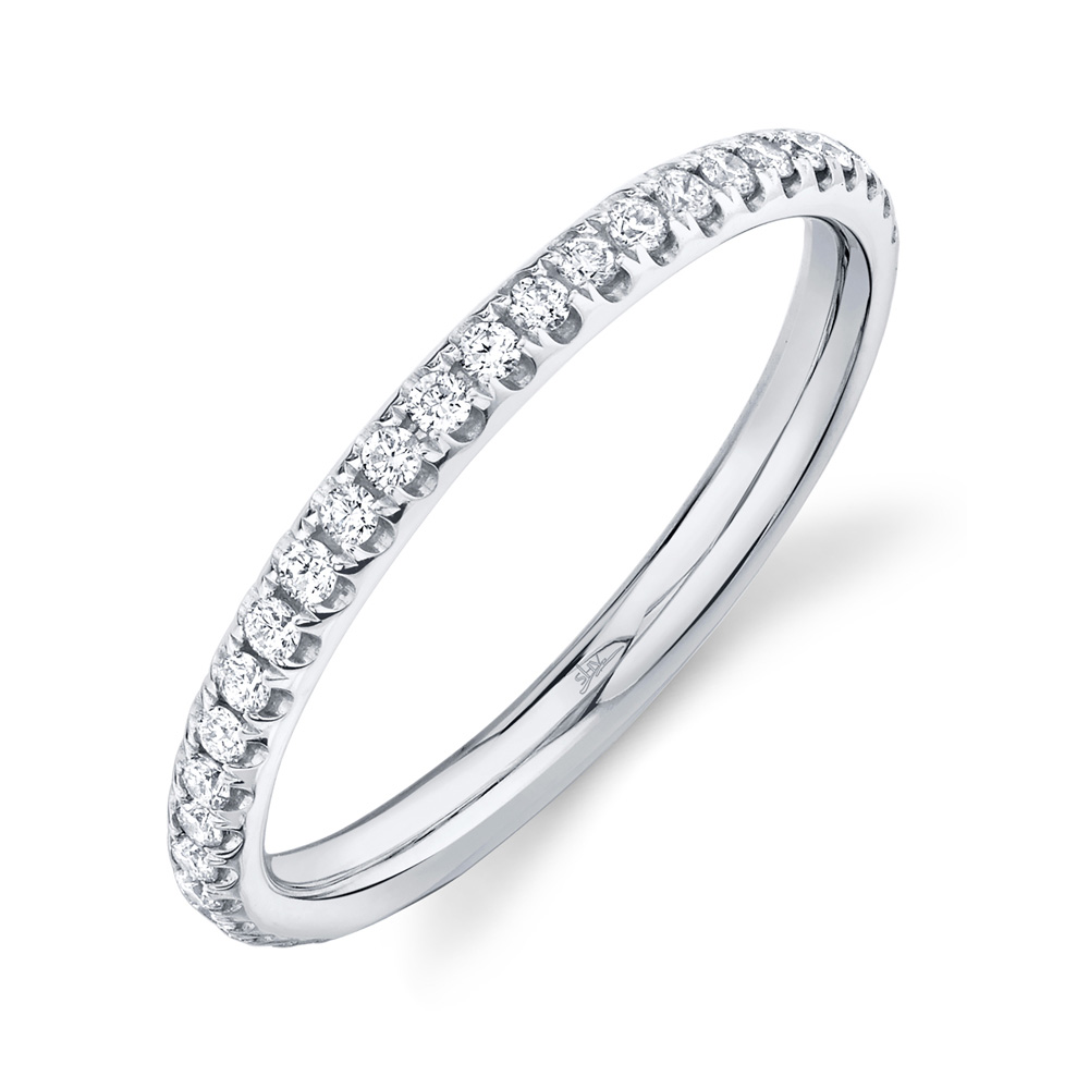 Shy Creation Round Diamond White Gold Eternity Band 2.3mm - Size 4.5
