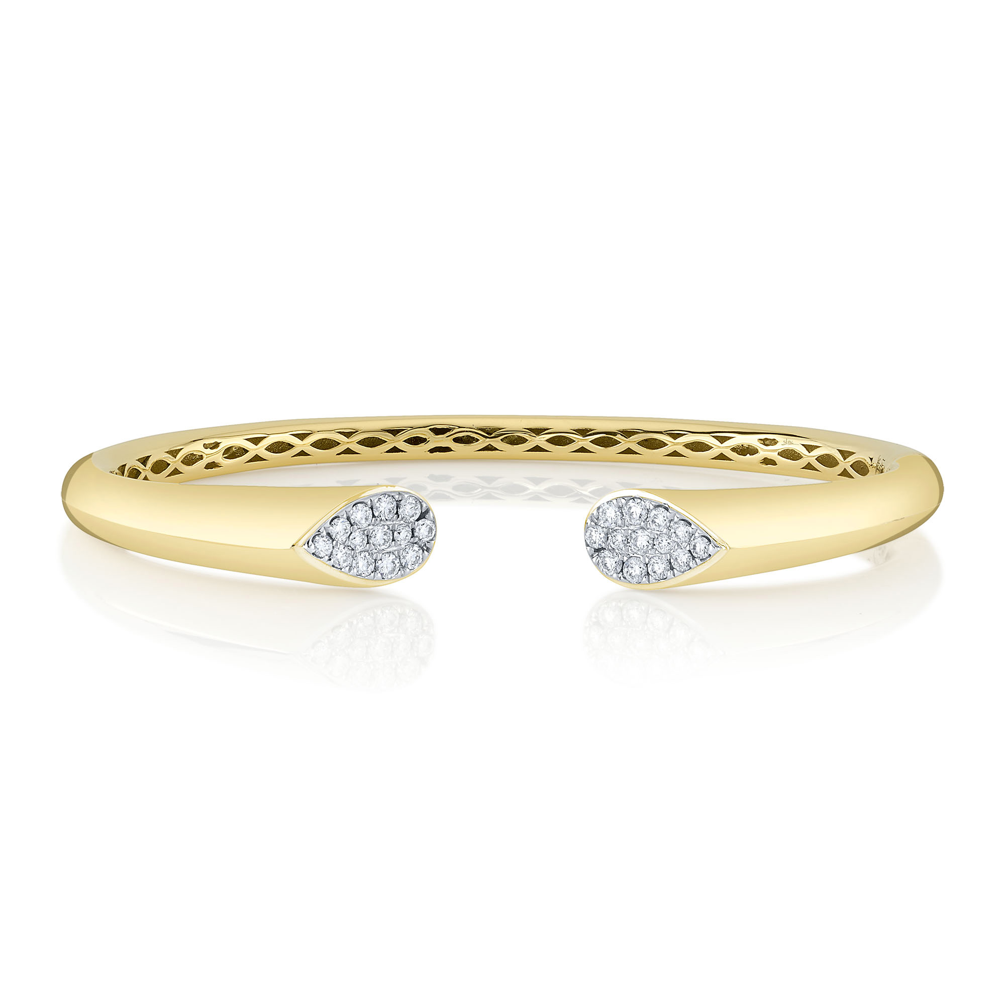 Shy Creation 1/2ctw Diamond Two-Tone Gold Open Bangle Bracelet