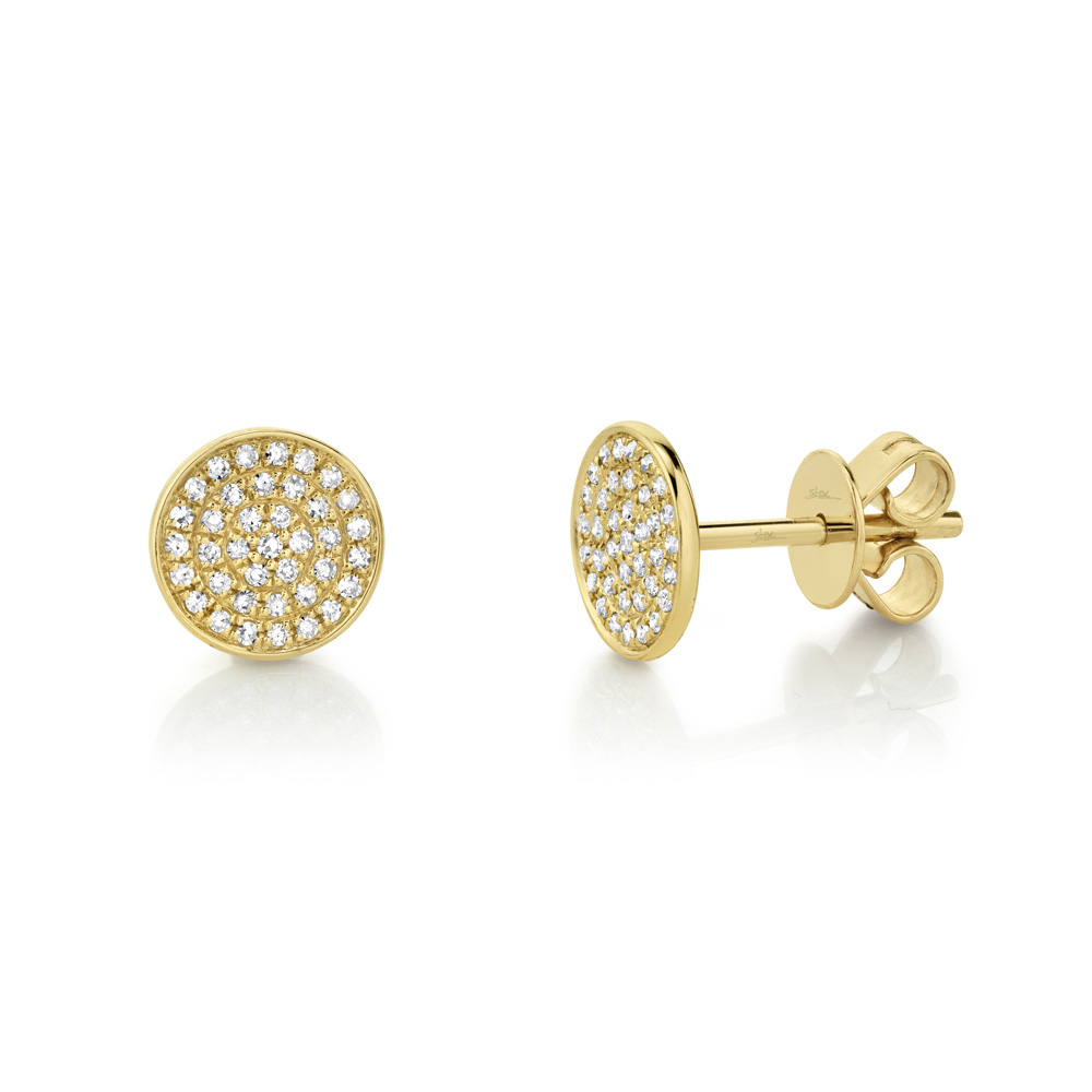 Shy Creation 1/6ctw Diamond Yellow Gold Stud Earrings