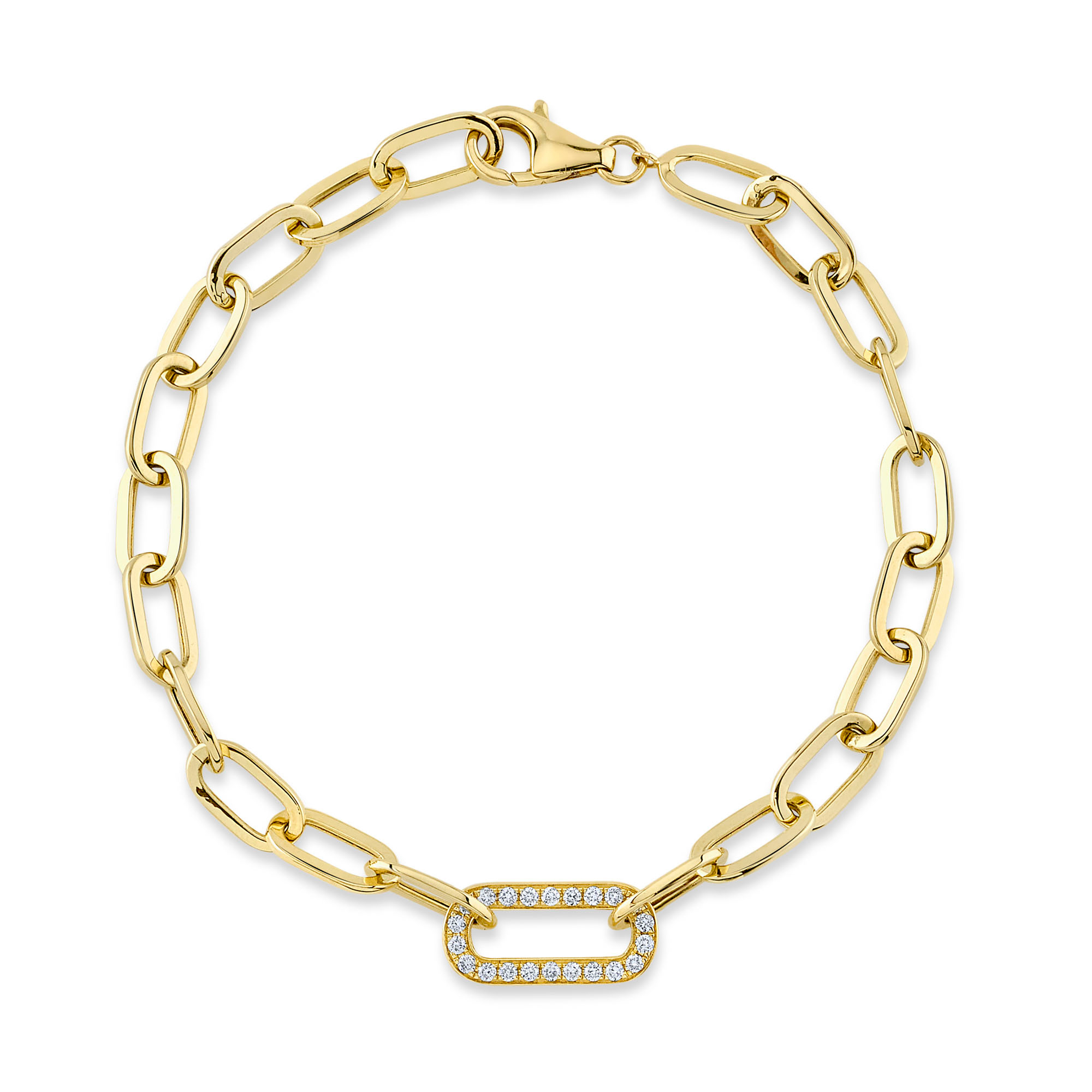 Shy Creation 1/5ctw Round Diamond Yellow Gold Paperclip Link Bracelet